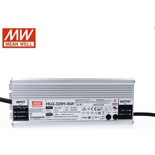 MEAN WELL LED Power Supply HLG-320H-36A 36V Adjustable LED driver 110V/220V AC to 36V DC 8.9A 320W waterproof IP65 Transformer