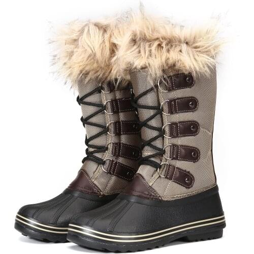 Fashion Womens Boot With Big Fur Winter Warm Mid Calf Waterproof Snow Boots For Woman Non Slip Outdoor Boots Shoes Dropshipping