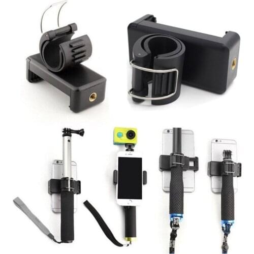 Mayitr 1pc Selfie Monopod Black Adjustable Phone Lock Clip Holder Adapter For Gopro Hero 4 3+ 3 Camera