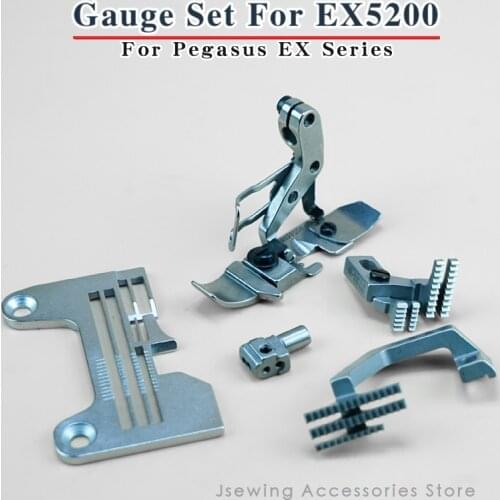 Gauge Set For 4 Thread Overlock Sewing Machine Fit Pegasus EX5200 Siruba 988 Jack 798 Needle Plate 277505R40 Feed Dog 277303/305