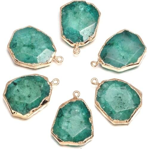 Natural Agates Semi Precious Stone Pendant Irregular Shape Hemming For Jewelry Making DIY Necklace Bracelets 25x32mmPackage Sale