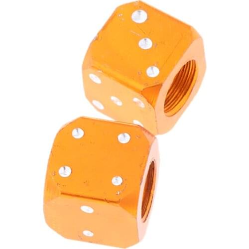 Orange Dice Bike Bicycle Motorcycle Car Tyre Tire Valve Dust Cap Cover Blue