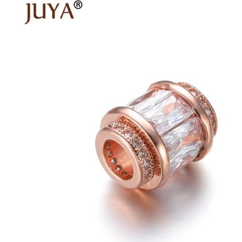 Supplier For Jewelry Making Wholesale Luxury Austrian Cubic Zirconia Crystal Beads Large Hole Hollow Bead DIY Jewellery Findings