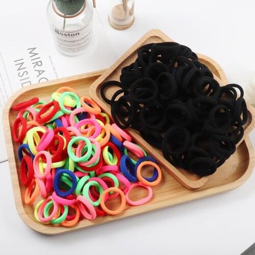 100pcs Kids Small Hair Tie Elastic Hair Bands Girl Candy Color Korean Headwear Children Hair Rope Hair Accessories Ornaments