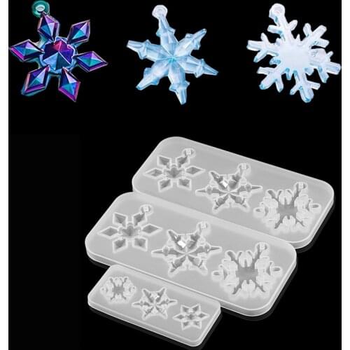 1Set Christmas Snowflake With Hole Pendant Casting Silicone Mold Necklace Decor Handmade Epoxy Resin Mold For DIY Jewelry Making