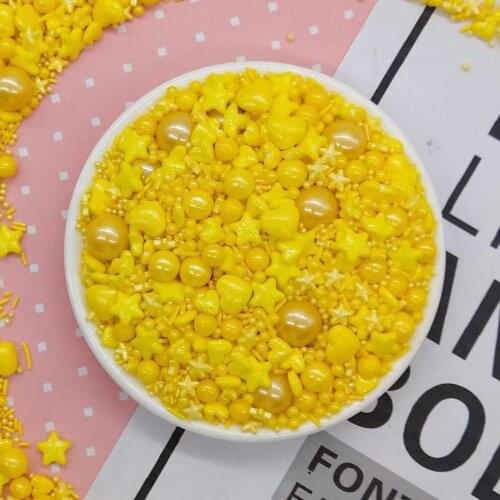 Edible Shape Yellow Sprinkles Heart Jimmie Decorating tools for Cup Cake, Dessert, Ice cream, Donuts cake decoration