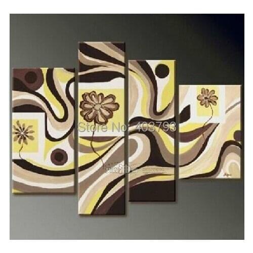 Modern abstract fashion oil painting on canvas abstract flower 4P paintings no framed free shipping