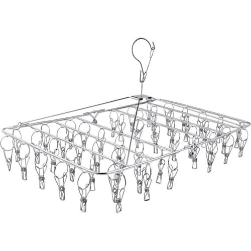 Clothes Drying Rack, 52 Clips Stainless Steel Laundry Drying Rack Folding Sock Hanger, Underwear Hanger, Clothes Hangers