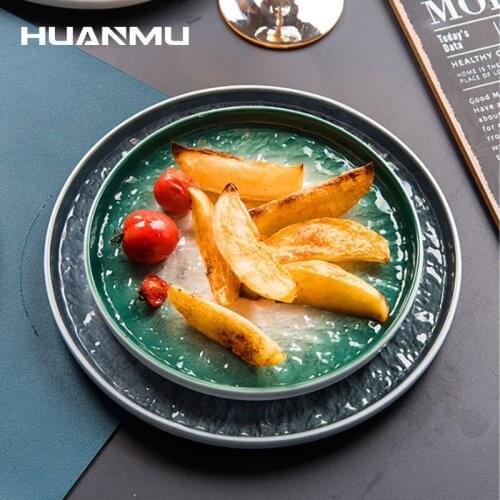 6/8/10 Inches Texture Plates Western Japanese-style Food Steak Plate Breakfast Dish Household Dishes Vegetable Pasta Tableware