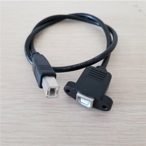 USB Print Port Extension Cable Male to Female Printer Panel Mount with Screws Data Cable Black 50cm