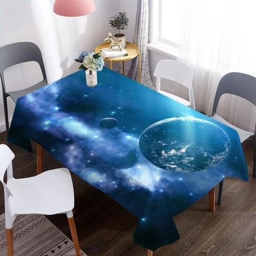 Cosmic Space Pattern Waterproof Oxford Fabric Table Cloth Home Kitchen Hotel Picnic Dining Table Desk Decorative Tablecloth