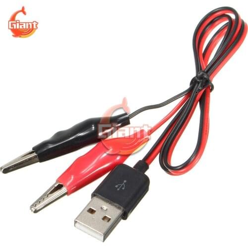 High Quality Alligator Test Clips Clamp to USB Male Connector Power Supply Adapter Wire 58cm Cable Red and Black