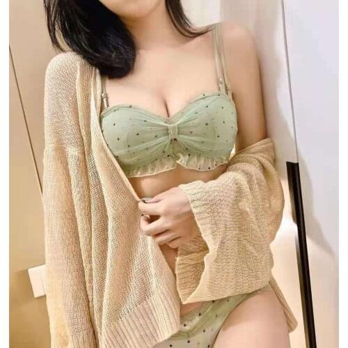 Japanese Style New Cotton Bra Briefs Set Sexy Lace Underwear Fashion Dot Push Up Brassiere Sexy Lace Panties Sexy Lingerie Set