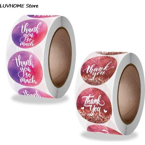 Colorful Thank You Sticker 1"/500pcs For Wedding Favors Business Decor Supplies Labels