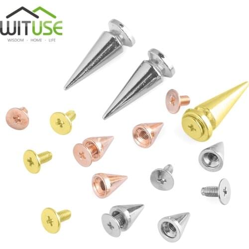 10pcs/bag Black Color Punk Bag Belt Shoes 10mm/26mm Clothes Stud DIY Rivets Screwback Leathercraft Cone Rivet Metal Bullet Spike