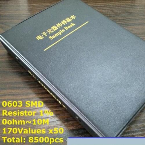 0603 1/10W SMD Resistor Sample Book 170values*50pcs=8500pcs 1% 0ohm to 10M Chip Resistor Assorted Kit