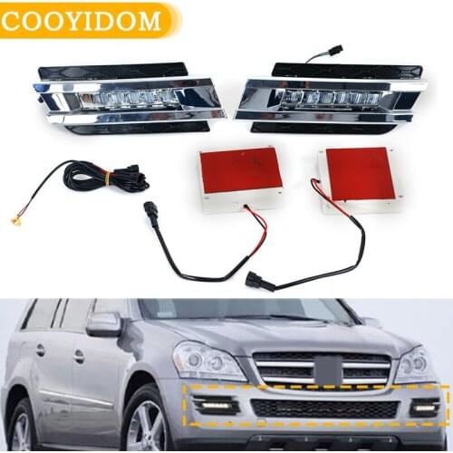 1Pair Left Right Side Car LED Daytime Light For Mercedes Benz W164 GL350 GL400 GL450 GL500 2006 2007 2008 2009 Car-styling