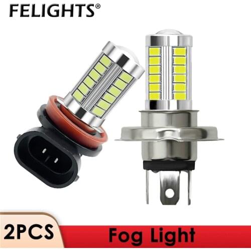 2Pcs H8 H11 LED Bulbs HB4 9006 HB3 9005 Fog Lights Car Driving 5630 33SMD Tail Lamp Auto Front Foglamps Bulb 2500LM 12V 6000K