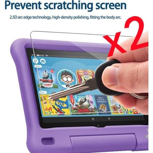 2Pcs Tablet Tempered Glass Screen Protector Cover for Amazon Fire HD 8 10th Gen 2020 HD Full Coverage Protective Film