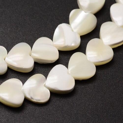 2 Strand Natural Trochus Shell Beads Strands Heart Shape Beads Charms For Jewelry Making DIY Earrings Necklaces Creamy White