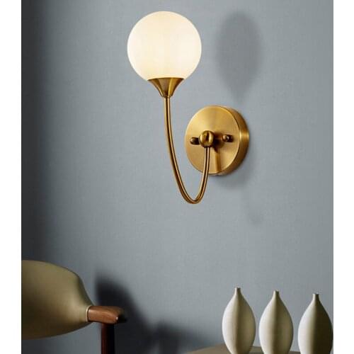 Free shipping metal body glass shade wall lamp fixture room shop bedroom beside light home decoration frosted glass shade