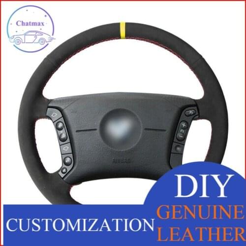 For BMW E36 1995-1997 E46 1998-2004 X3 Custom Made Anti Slip Black Suede Hand Sew Steering Wheel Cover Anti-slip fit all season