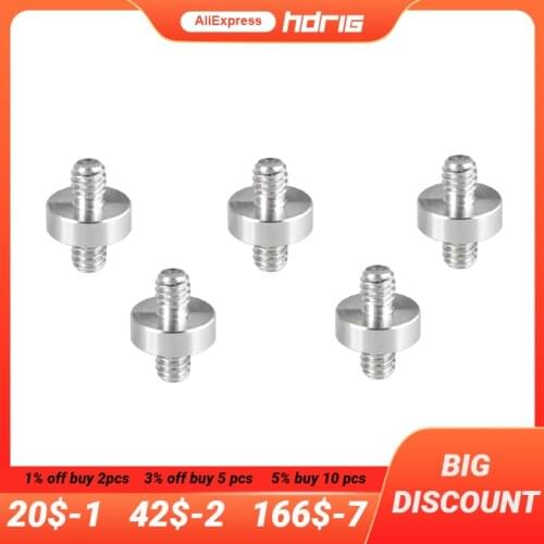 HDRIG Stainless Steel 1/4"-20 Male to 1/4"-20 Male Thread Double-ended Screw Adapter (5 Pieces)