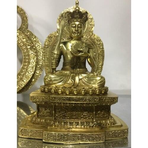Exquisite and mighty enshrined brass bronze statue of Venerable Sword Protector Buddha 28cm