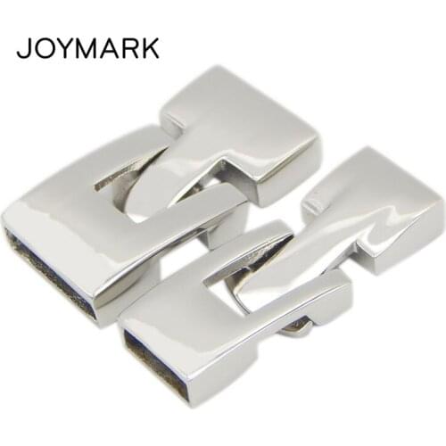 10X3mm 14X4mm Hole Stainless Steel Cassette Buckled Lock Clasps For Flat Leather Cord Bracelets Making BXGC-172