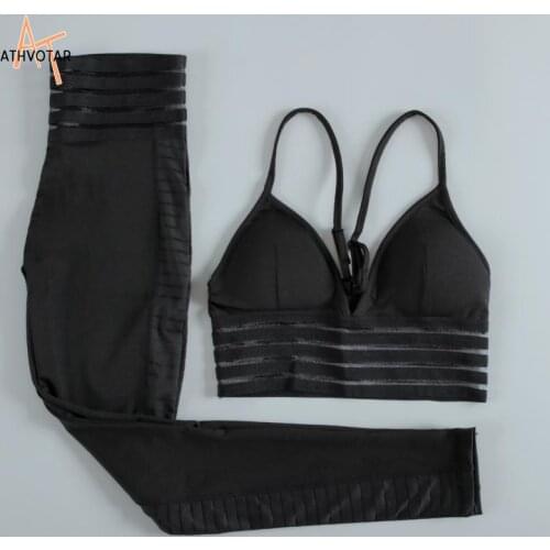 ATHVOTAR Seamless Women Sport Set for Gym Mesh Leggings and Crop Top Workout Clothes Seamless Gym Suits Sexy Booty Girls
