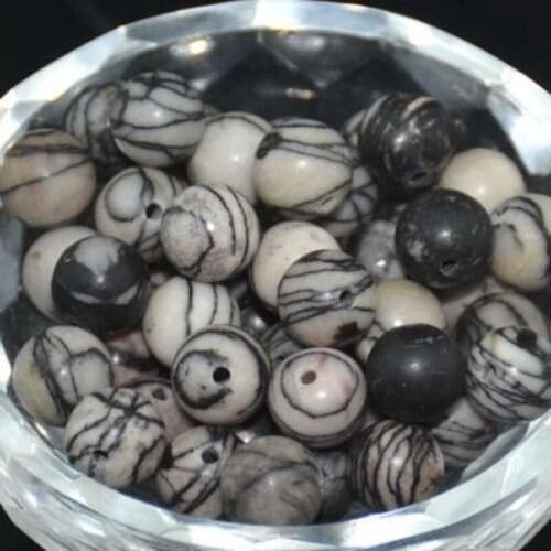 Black Spot Loose Beads Natural Gemstone Smooth Round for Jewelry Making