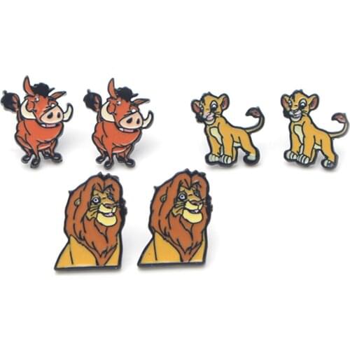 LT1009 Cute Cartoons The Lion Stainless Steel Pierce Ear kids Cute Earrings For Womens Enamel Earrings Jewelry Gifts Girls