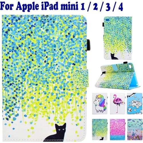 Fashion Painted Butterfly Flamingo Cat Flip Stand Case For Apple iPad mini 4 mini 1/2/3 Tablet PC Cute Case Cover capa