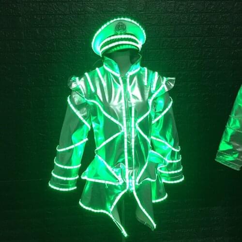 M22 Men robot suit RGB colorful led light costume bar outfit dance jacket luminous coat glowing clothe dj show performance dress