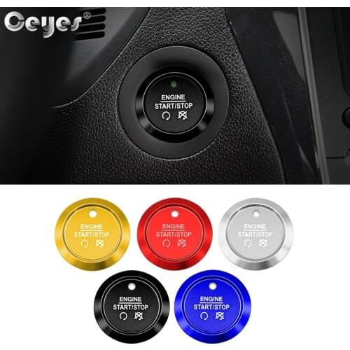 Ceyes Car Styling Stickers Engine Start Stop Button Covers Ignition Rings Accessories Case For Ford Explorer Edge Mustang Fusion