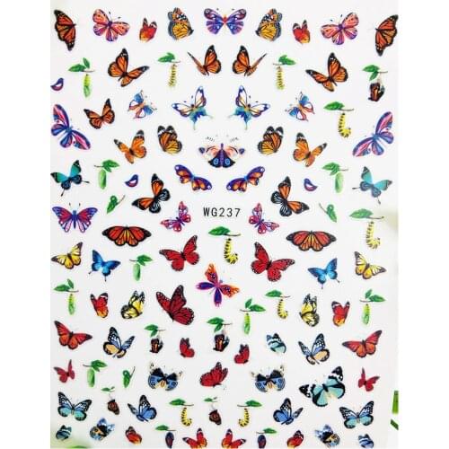 Nail stickers 3D Colorful Butterfly Caterpillar Leaf Sliders for Nails Art Decoraciones Foil Design All for Manicure Accessories