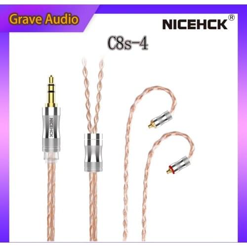 NiceHCK C8s-4 8 Core Silver Plated Copper Replace Earphone Cable 3.5mm/2.5mm/4.4mm MMCX/NX7/QDC/0.78 2Pin for LZ A7 MK3 C16 BA8