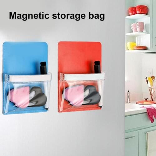 Fridge Whiteboard Magnet Stationery Organizer Holder Clear Tool Storage Pouch For Refrigerator Magnetic Whiteboard Storage Pouch