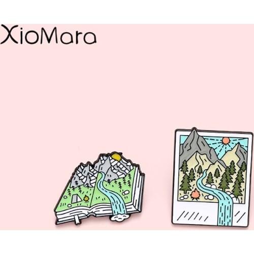 Go Travel! Enamel Pins Landscape Atlas Brooches Lapel Badges Wholesale Cartoon Pin Fashion Jewelry Gifts for Friends