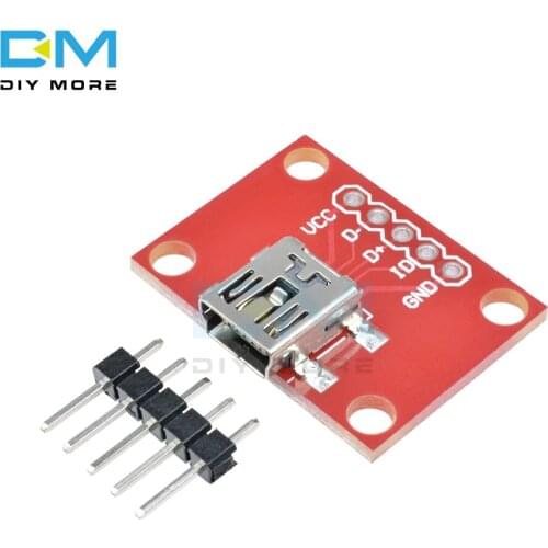 5V 100mA Mini USB Development Breakout Board Adapter Plate with 5 Pin Header for USB Mini-B Extension Board Module
