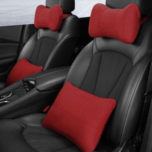 Hight Quality Deerskin Plush Car Neck Pillow Head Restraint 3D Memory Foam Travel Auto Headrest Neck Support Pillow Seat Cushion