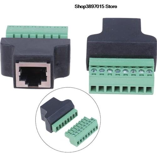 RJ45 Female To Screw Terminal 8 Pin Connector With Shielded Socket 8P Network Port Adapter Ethernet Cable Extender Connection