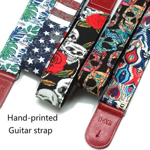 Electric Guitar Folk Guitar Bass Guitar Strap Cotton Printed Denim Guitar Strap Length Adjustable Guitar strap Guitar parts