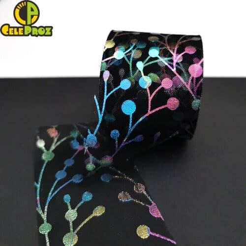 6cm 25Yards Illusory Tulle Ribbon Roll DIY Handmade Craft Hair Ornament Baking cherry blossoms Printed Mesh Fabric Supplies