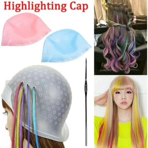 1pc Salon Dye Silicone Cap Hair Color Coloring Highlighting Reusable Caps Hat Frosting Tipping Dyeing Color Styling Tools