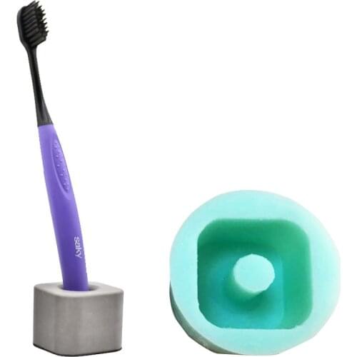 Silicone Mold Cement Toothbrush Holder Tooth Brush Seat Hollow Pen Holder Molds Cement Life Supplies Molds Moulds PRZY No.s8008