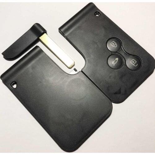 3 Button Smart Card for Renault Clio Logan Megane 2 3 Koleos Scenic Card Case Black Car Key Cover Fob Shell with Small Key Blade