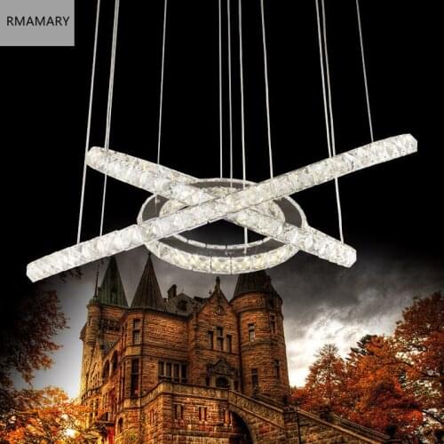 Modern LED crystal fixture living dining room pendant lights ring lighting lamp 110v220v rmamary Circles crystal pendant lamp