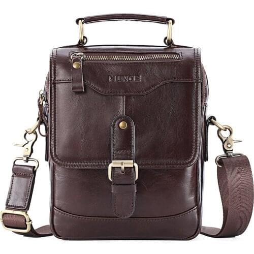 Genuine Leather Mens One-shoulder Messenger Bag Retro Multifunctional Handbag Top Layer Cowhide Casual Mens Practical Bag