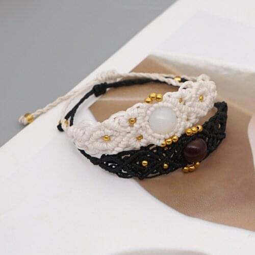 Go2Boho Vintage Bracelets For Couples Jewelry 2021 Natural Stone Bracelet Braided Knot Wax Rope Waterproof Braclets Feb 14 Gift